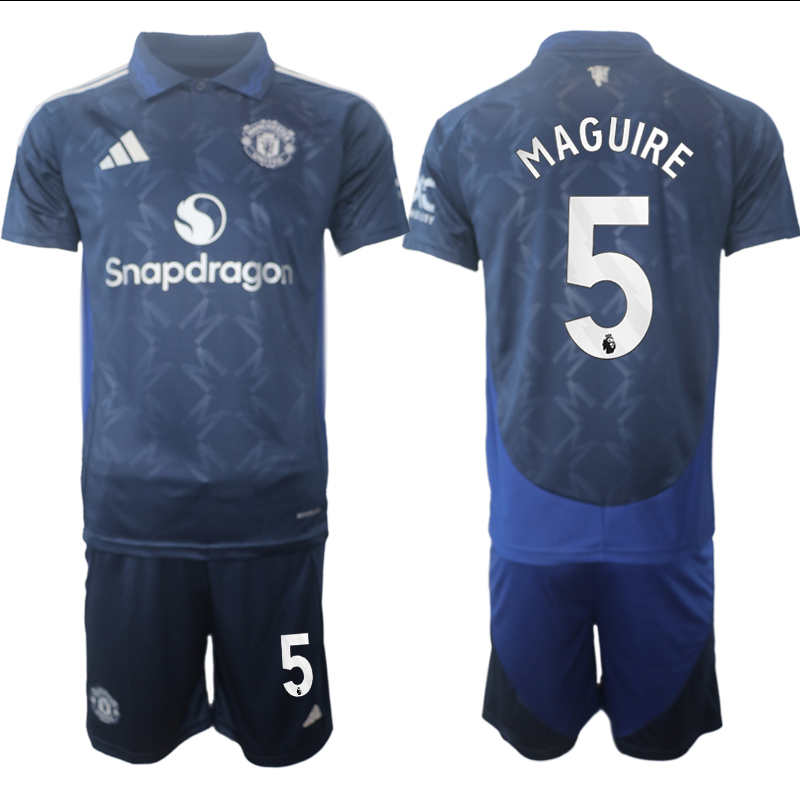 Men 2024-2025 Club Manchester United away blue #5 Soccer Jersey